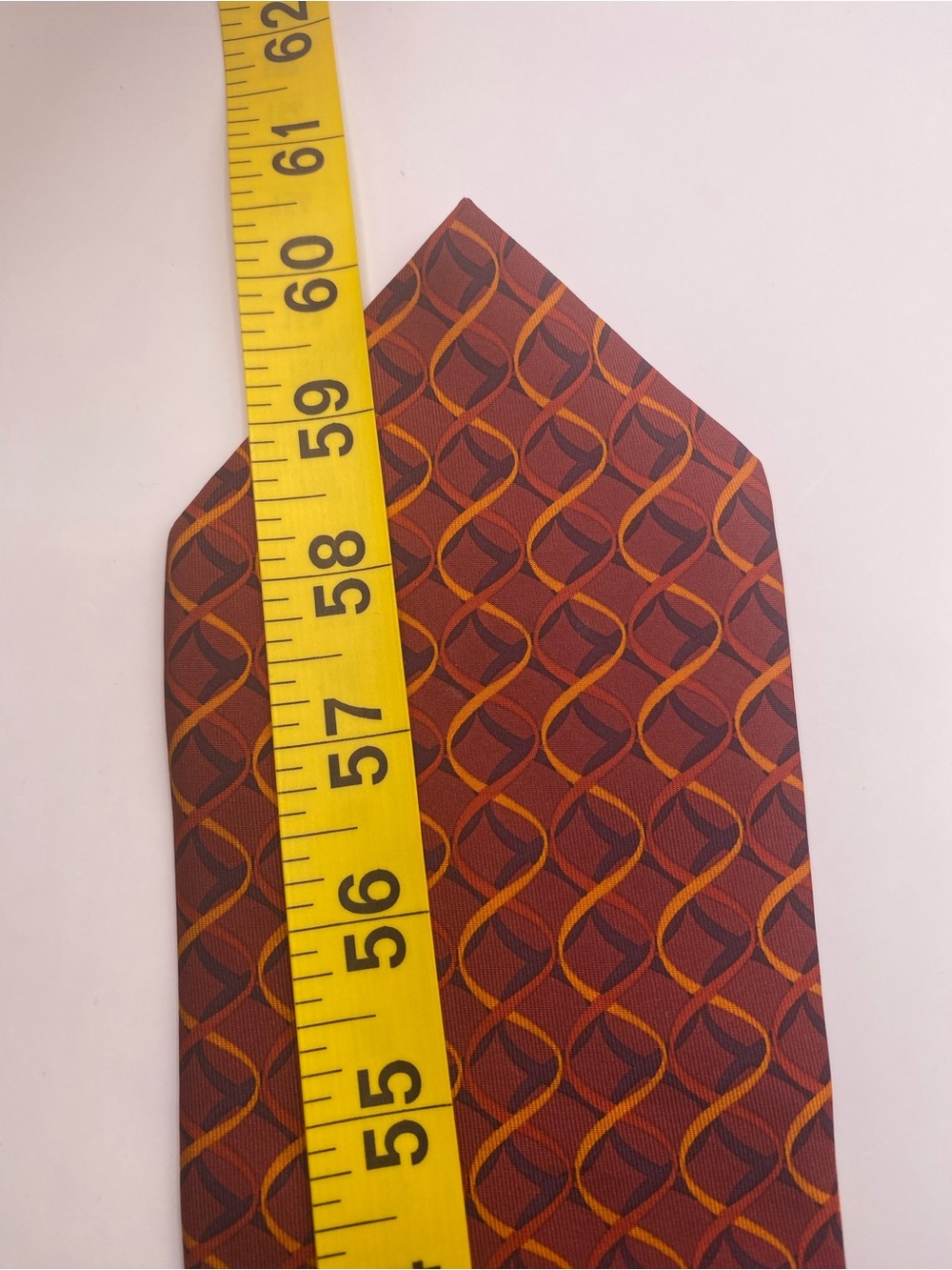 Gucci Silk Geometric Tie in Burgundy and Orange - Picture 7 of 7